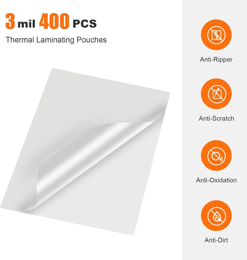 bonsaii Laminating Sheets, 400 PCS 3mil Thermal Laminating Pouches, 9 x 11.5 inches, Letter Size, Clear and Durable, Suitable for Multiple Fields of Use-LP400 - Image 2